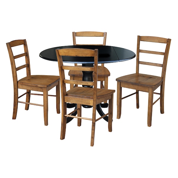 International Concepts 42 in. Dual Drop Leaf Table with 4 Ladder Back Dining Chairs - 5 Piece Dining Set K46-42DP-C59-2-4 - main